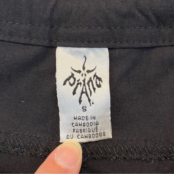 prAna Bliss Wide Leg Black Capri Pants Split Hem Drawstring  Small Nylon Outdoor - Picture 10 of 13